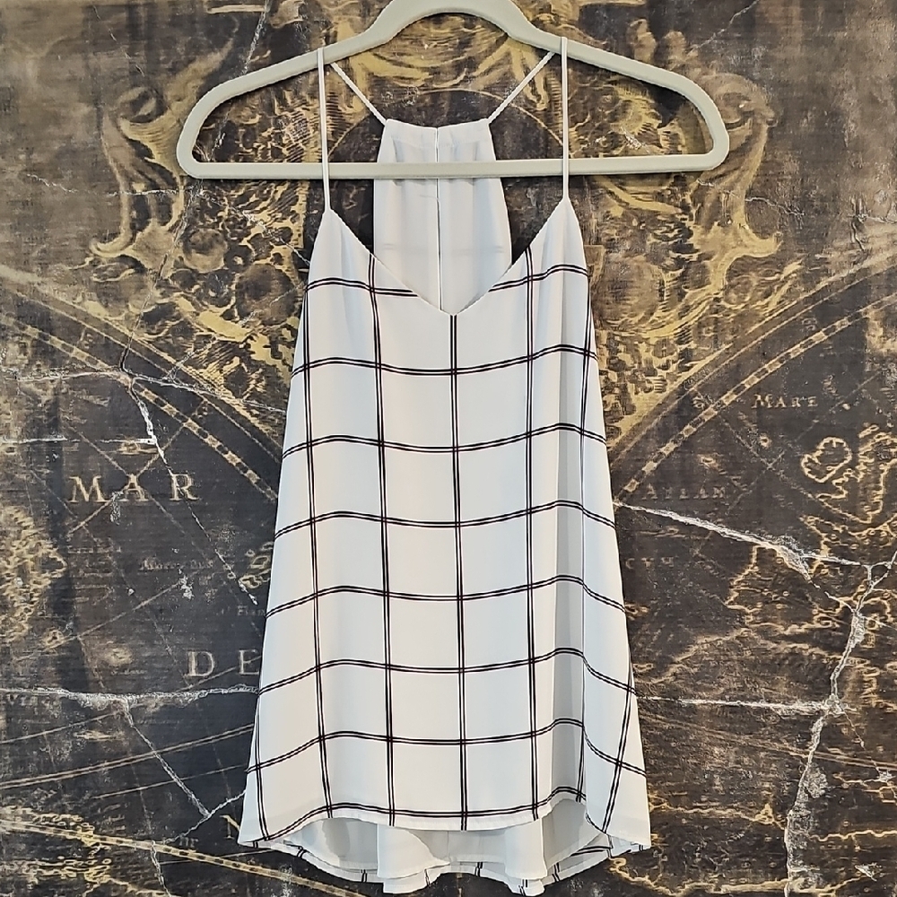 Express White and Black Checkered Tank Top